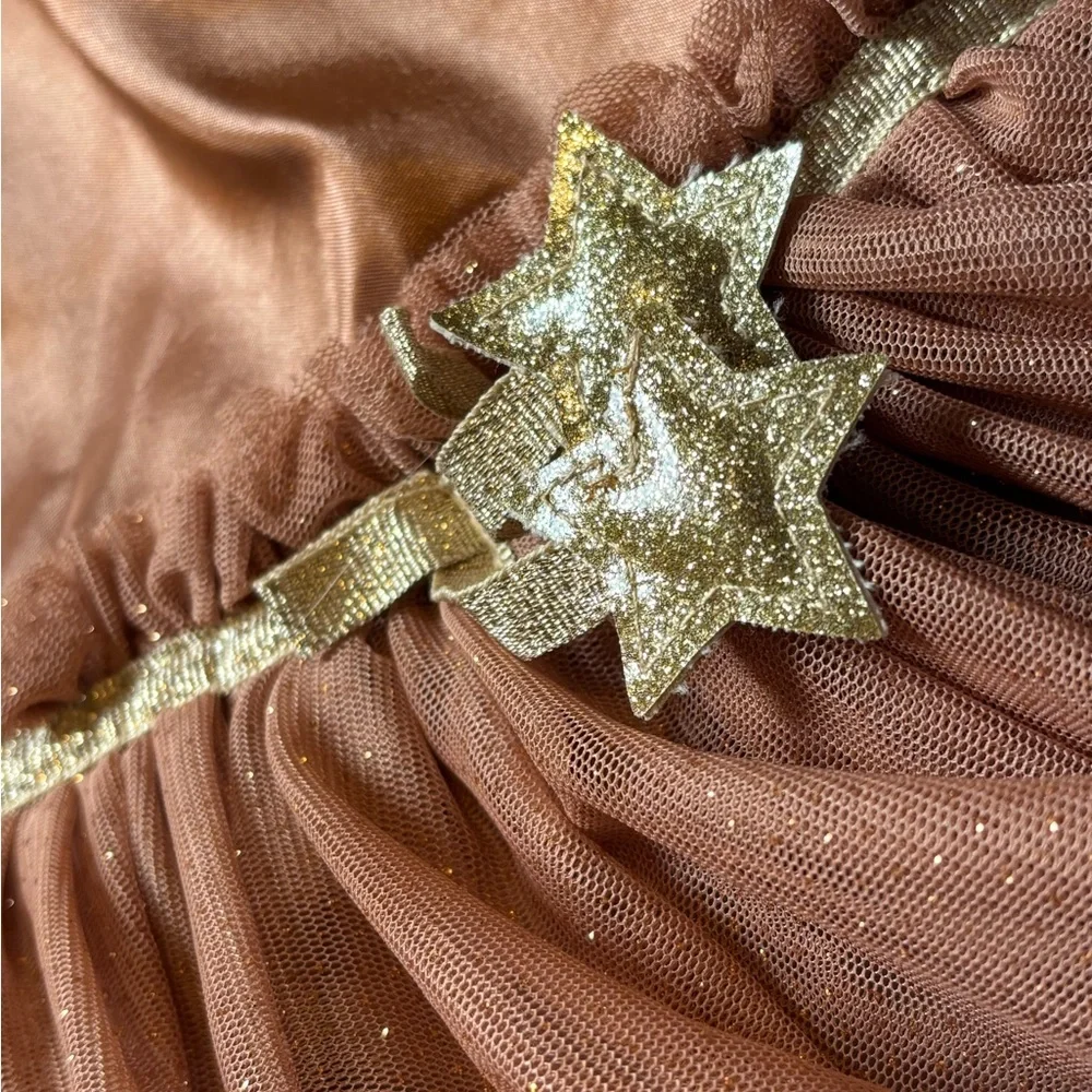 H&M Shimmering Champagne Brown Kids Dress with Star Charm